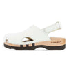 [Weiss] London Clog, arbeits-clogs unisex mit fersenriemem und biegsamer nachhaltiger holzsohle, farbe: weiss, holzclogs woody, woody schuhe, woody shoes, handgemachte holzschuhe aus österreich, kärnten