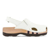 [Weiss] London Clog, arbeits-clogs unisex mit fersenriemem und biegsamer nachhaltiger holzsohle, farbe: weiss, holzclogs woody, woody schuhe, woody shoes, handgemachte holzschuhe aus österreich, kärnten