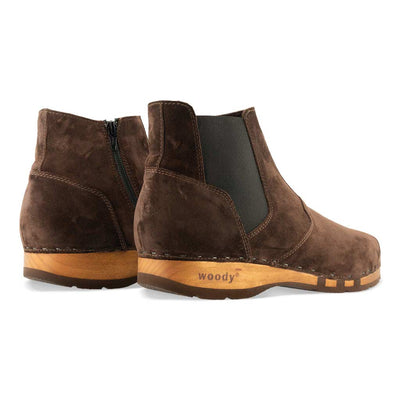 [Chocolate] Louis Herren Clog Stiefel, Herrenclog von woody Schuhe. Clogs mit biegsamer Holzsohle und Holzfußbett. Herrenclogs, Holzclogs kaufen. Clogs online bestellen, Farbe: chocolate (braun)