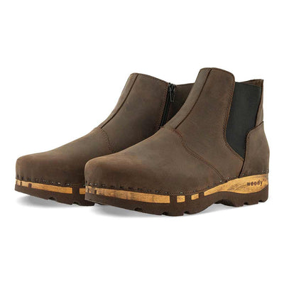 [Caffe] Louis Herren Clog Stiefel, Herrenclog von woody Schuhe. Clogs mit biegsamer Holzsohle und Holzfußbett. Herrenclogs, Holzclogs kaufen. Clogs online bestellen, Farbe: caffe (braun)