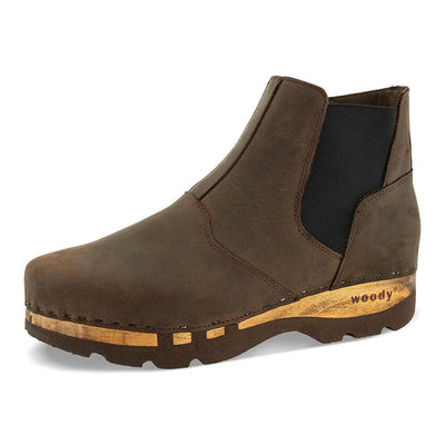 [Caffe] Louis Herren Clog Stiefel, Herrenclog von woody Schuhe. Clogs mit biegsamer Holzsohle und Holzfußbett. Herrenclogs, Holzclogs kaufen. Clogs online bestellen, Farbe: caffe (braun)