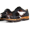 [Fell Natur] Luca Fell Herren Clog Sneaker mit biegsamer nachhaltiger holzsohle und tricolore kuhfell, farbe: fell natur, holzclogs woody, woody schuhe, woody shoes, handgemachte holzschuhe aus österreich, kärnten