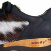[Fell Natur] Luca Fell Herren Clog Sneaker mit biegsamer nachhaltiger holzsohle und tricolore kuhfell, farbe: fell natur, holzclogs woody, woody schuhe, woody shoes, handgemachte holzschuhe aus österreich, kärnten