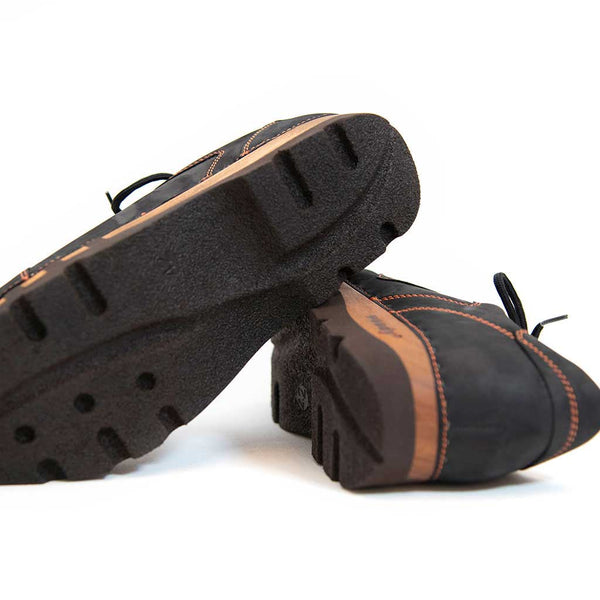 [Nero Bronze] Luca Herren Clog Sneaker mit biegsamer nachhaltiger holzsohle, der bestseller, farbe: nero bronze (schwarz mit bronze nähten), holzclogs woody, woody schuhe, woody shoes, handgemachte holzschuhe aus österreich, kärnten