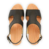 [Schwarz] Lucia Damen Clog Sandalette, farbe: schwarz, clog sandalette damen mit biegsamer nachhaltiger weidenholzsohle, holzclogs woody, woody schuhe, woody shoes, handgemachte holzschuhe aus österreich, kärnten