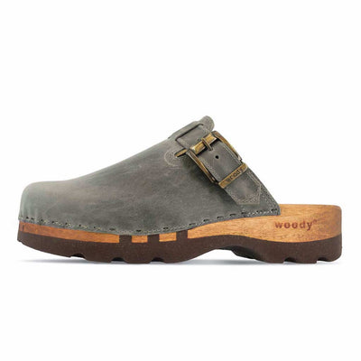 [Bleir] Lukas Clogs Herren mit biegsamer nachhaltiger holzsohle, der bestseller, farbe: bleir (grau), holzclogs woody, woody schuhe, woody shoes, handgemachte holzschuhe aus österreich, kärnten