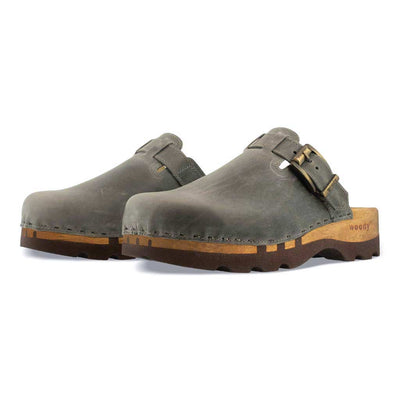 [Bleir] Lukas Clogs Herren mit biegsamer nachhaltiger holzsohle, der bestseller, farbe: bleir (grau), holzclogs woody, woody schuhe, woody shoes, handgemachte holzschuhe aus österreich, kärnten