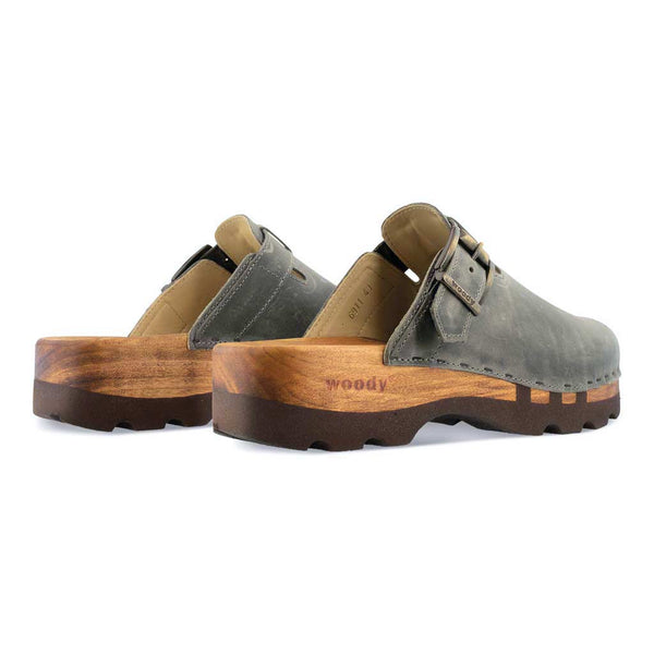 [Bleir] Lukas Clogs Herren mit biegsamer nachhaltiger holzsohle, der bestseller, farbe: bleir (grau), holzclogs woody, woody schuhe, woody shoes, handgemachte holzschuhe aus österreich, kärnten