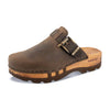 [Caffe] Lukas Clogs Herren mit biegsamer nachhaltiger holzsohle, der bestseller, farbe: caffe-braun, holzclogs woody, woody schuhe, woody shoes, handgemachte holzschuhe aus österreich, kärnten