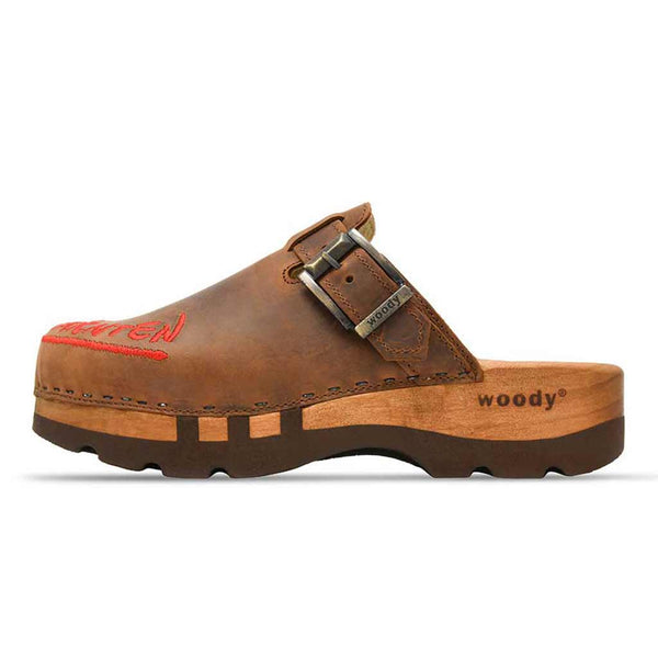 [Tabacco] Lukas Kärnten Herren Clog mit stick und biegsamer nachhaltiger holzsohle, der bestseller, farbe: tabacco-braun, holzclogs woody, woody schuhe, woody shoes, handgemachte holzschuhe aus österreich, kärnten