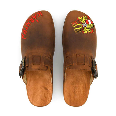 [Tabacco] Lukas Kärnten Herren Clog mit stick und biegsamer nachhaltiger holzsohle, der bestseller, farbe: tabacco-braun, holzclogs woody, woody schuhe, woody shoes, handgemachte holzschuhe aus österreich, kärnten