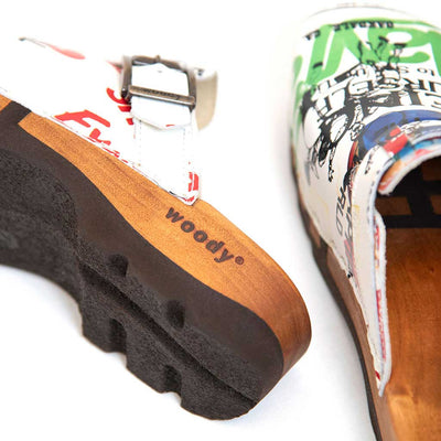 [Showtime] Lukas Clogs Herren mit biegsamer nachhaltiger holzsohle, der bestseller, farbe: showtime (multicolor-westwood), holzclogs woody, woody schuhe, woody shoes, handgemachte holzschuhe aus österreich, kärnten