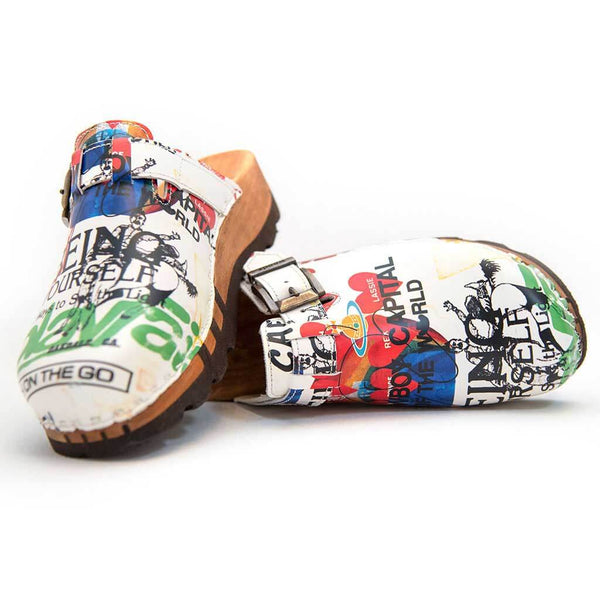 [Showtime] Lukas Clogs Herren mit biegsamer nachhaltiger holzsohle, der bestseller, farbe: showtime (multicolor-westwood), holzclogs woody, woody schuhe, woody shoes, handgemachte holzschuhe aus österreich, kärnten