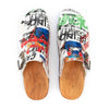 [Showtime] Lukas Clogs Herren mit biegsamer nachhaltiger holzsohle, der bestseller, farbe: showtime (multicolor-westwood), holzclogs woody, woody schuhe, woody shoes, handgemachte holzschuhe aus österreich, kärnten