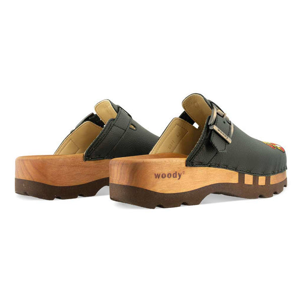 [Schwarz] Lukas Kärnten Herren Clog mit stick und biegsamer nachhaltiger holzsohle, der bestseller, farbe: schwarz, holzclogs woody, woody schuhe, woody shoes, handgemachte holzschuhe aus österreich, kärnten