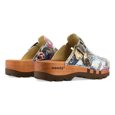 [Sex & Rock'n'Roll] Lukas Clogs Herren mit biegsamer nachhaltiger holzsohle, der bestseller, farbe: sex & rock'n'roll (multicolor), holzclogs woody, woody schuhe, woody shoes, handgemachte holzschuhe aus österreich, kärnten