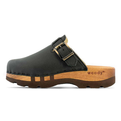 [Schwarz] Lukas Clogs Herren mit biegsamer nachhaltiger holzsohle, der bestseller, farbe: schwarz, holzclogs woody, woody schuhe, woody shoes, handgemachte holzschuhe aus österreich, kärnten