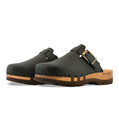 [Schwarz] Lukas Clogs Herren mit biegsamer nachhaltiger holzsohle, der bestseller, farbe: schwarz, holzclogs woody, woody schuhe, woody shoes, handgemachte holzschuhe aus österreich, kärnten