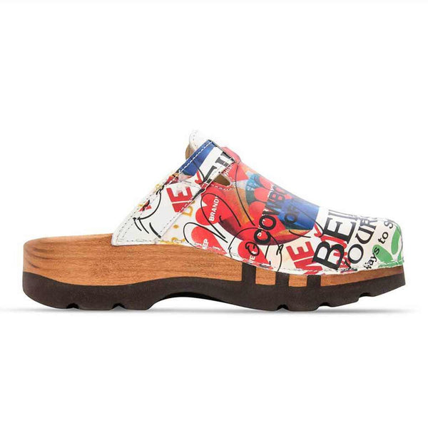 [Showtime] Lukas Clogs Herren mit biegsamer nachhaltiger holzsohle, der bestseller, farbe: showtime (multicolor-westwood), holzclogs woody, woody schuhe, woody shoes, handgemachte holzschuhe aus österreich, kärnten