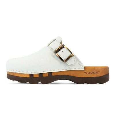[Weiss] Lukas Clogs Herren mit biegsamer nachhaltiger holzsohle, der bestseller, farbe: weiss, holzclogs woody, woody schuhe, woody shoes, handgemachte holzschuhe aus österreich, kärnten