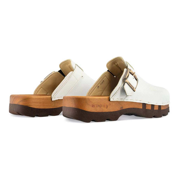 [Weiss] Lukas Clogs Herren mit biegsamer nachhaltiger holzsohle, der bestseller, farbe: weiss, holzclogs woody, woody schuhe, woody shoes, handgemachte holzschuhe aus österreich, kärnten