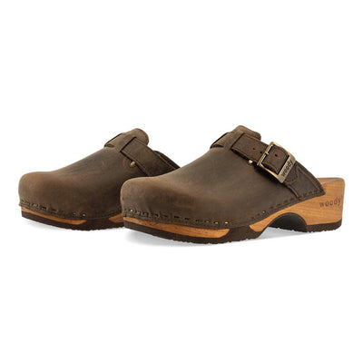 [Caffe] Manu Damen Clog woody Schuhe, Damen Clogs Leder, klassische Clogs für Damen Leder manu, clogs damen mit biegsamer nachhaltiger holzsohle, der bestseller, farbe: caffe (braun), holzclogs woody, woody schuhe, woody shoes, handgemachte holzschuhe aus österreich, kärnten