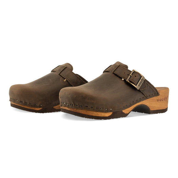 [Caffe] Manu Damen Clog woody Schuhe, Damen Clogs Leder, klassische Clogs für Damen Leder manu, clogs damen mit biegsamer nachhaltiger holzsohle, der bestseller, farbe: caffe (braun), holzclogs woody, woody schuhe, woody shoes, handgemachte holzschuhe aus österreich, kärnten