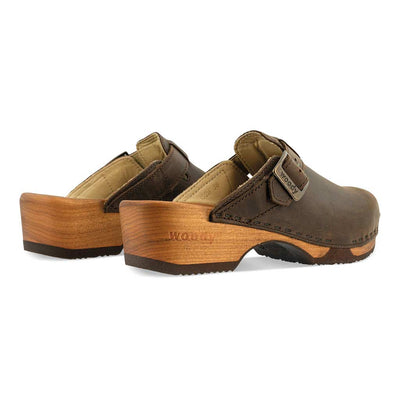 [Caffe] Manu Damen Clog woody Schuhe, Damen Clogs Leder, klassische Clogs für Damen Leder manu, clogs damen mit biegsamer nachhaltiger holzsohle, der bestseller, farbe: caffe (braun), holzclogs woody, woody schuhe, woody shoes, handgemachte holzschuhe aus österreich, kärnten
