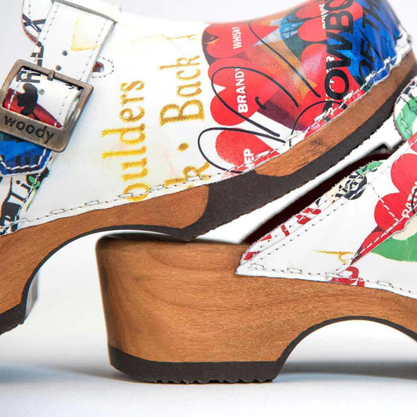 [Showtime] Manu Damen Clog mit biegsamer nachhaltiger holzsohle, der bestseller, holzclogs woody, woody schuhe, woody shoes, handgemachte holzschuhe aus österreich, kärnten, farbe: showtime (multicolor)