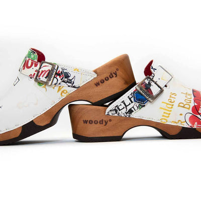 [Showtime] Manu Damen Clog mit biegsamer nachhaltiger holzsohle, der bestseller, holzclogs woody, woody schuhe, woody shoes, handgemachte holzschuhe aus österreich, kärnten, farbe: showtime (multicolor)