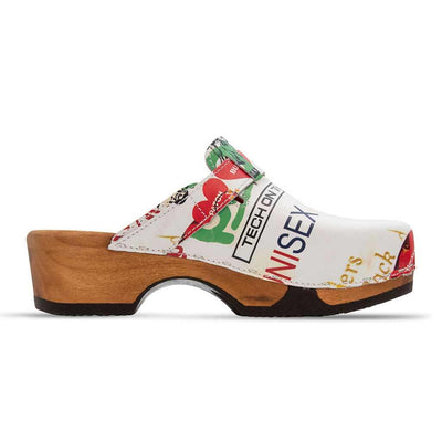 [Showtime] Manu Damen Clog mit biegsamer nachhaltiger holzsohle, der bestseller, holzclogs woody, woody schuhe, woody shoes, handgemachte holzschuhe aus österreich, kärnten, farbe: showtime (multicolor)