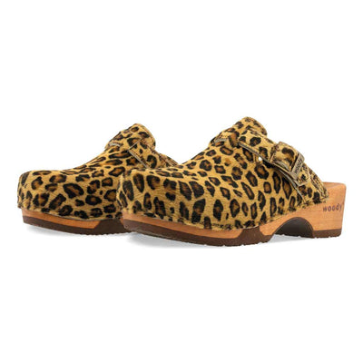 [Leopard] Manu Fell Damen Clog, fellclogs, clogs damen mit biegsamer nachhaltiger holzsohle, der bestseller, farbe: leopard (animal print), holzclogs woody, woody schuhe, woody shoes, handgemachte holzschuhe aus österreich, kärnten