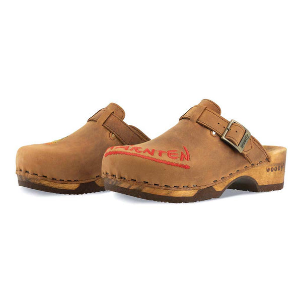 [Tabacco] Manu Kärnten Damen Clog mit stick und biegsamer nachhaltiger holzsohle, der bestseller, farbe: tabacco-braun, holzclogs woody, woody schuhe, woody shoes, handgemachte holzschuhe aus österreich, kärnten