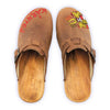 [Tabacco] Manu Kärnten Damen Clog mit stick und biegsamer nachhaltiger holzsohle, der bestseller, farbe: tabacco-braun, holzclogs woody, woody schuhe, woody shoes, handgemachte holzschuhe aus österreich, kärnten