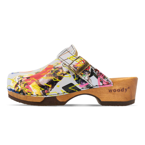 [Kaiser Franz Joseph] Manu Damen Clog mit biegsamer nachhaltiger holzsohle, der bestseller, farbe: kaiser franz joseph (multicolor), holzclogs woody, woody schuhe, woody shoes, handgemachte holzschuhe aus österreich, kärnten