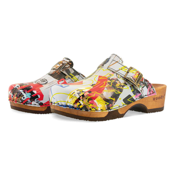 [Kaiser Franz Joseph] Manu Damen Clog mit biegsamer nachhaltiger holzsohle, der bestseller, farbe: kaiser franz joseph (multicolor), holzclogs woody, woody schuhe, woody shoes, handgemachte holzschuhe aus österreich, kärnten