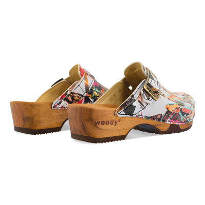 [Kaiser Franz Joseph] Manu Damen Clog mit biegsamer nachhaltiger holzsohle, der bestseller, farbe: kaiser franz joseph (multicolor), holzclogs woody, woody schuhe, woody shoes, handgemachte holzschuhe aus österreich, kärnten