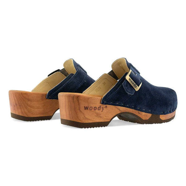[Navy] Manu Damen Clog mit biegsamer nachhaltiger holzsohle, der bestseller, farbe: avion-blau, holzclogs woody, woody schuhe, woody shoes, handgemachte holzschuhe aus österreich, kärnten