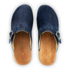 [Navy] Manu Damen Clog mit biegsamer nachhaltiger holzsohle, der bestseller, farbe: avion-blau, holzclogs woody, woody schuhe, woody shoes, handgemachte holzschuhe aus österreich, kärnten