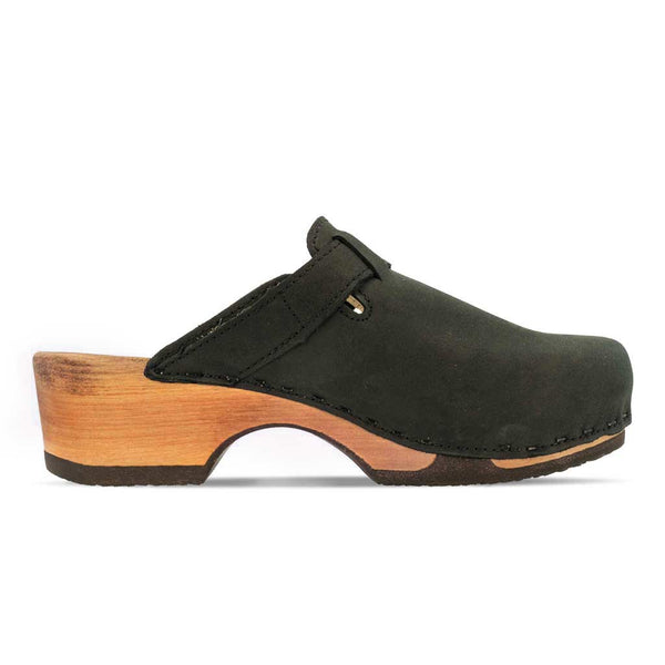 [Nero] Manu Damen Clog mit biegsamer nachhaltiger holzsohle, der bestseller, farbe: nero-schwarz, holzclogs woody, woody schuhe, woody shoes, handgemachte holzschuhe aus österreich, kärnten