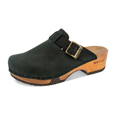 [Nero] Manu Damen Clog mit biegsamer nachhaltiger holzsohle, der bestseller, farbe: nero-schwarz, holzclogs woody, woody schuhe, woody shoes, handgemachte holzschuhe aus österreich, kärnten