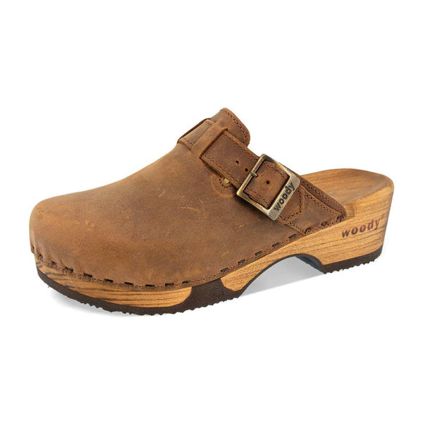 [Tabacco] Manu Damen Clog mit biegsamer nachhaltiger holzsohle, der bestseller, farbe: tabacco-braun, holzclogs woody, woody schuhe, woody shoes, handgemachte holzschuhe aus österreich, kärnten