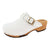 Manu weiss Clogs Unisex für Job und Freizeit woody Holzschuhe flexible Sohle aus Holz. Krankenschwester Schuhe, OP Schuhe, Arzt Schuhe, OP Clogs. Holzschuhe, Holzclogs, Clogs in weiß. Farbe Weiss