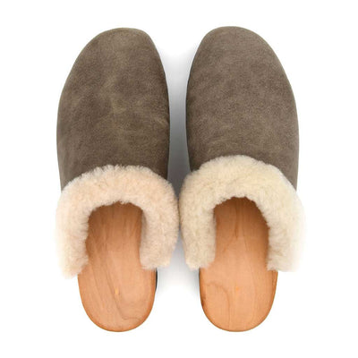 [Sand] Marie gefütterter Damen Clog, gefütterter damen clog mit biegsamer nachhaltiger holzsohle, lammfellfutter und kragen, farbe: sand, holzclogs woody, woody schuhe, woody shoes, handgemachte holzschuhe aus österreich, kärnten
