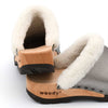 [Titan] Marie gefütterter Damen Clog, gefütterte Pantoletten. Holzclogs mit beigsamer Holz Sohle kaufen marie, gefütterter damen clog mit biegsamer nachhaltiger holzsohle, lammfellfutter und kragen, farbe: titan, holzclogs woody, woody schuhe, woody shoes, handgemachte holzschuhe aus österreich, kärnten