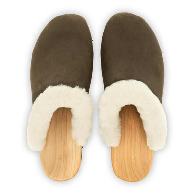 [Cioccolato] Marie gefütterter Damen Clog mit biegsamer nachhaltiger holzsohle, lammfellfutter und kragen, farbe: cioccolato (braun), holzclogs woody, woody schuhe, woody shoes, handgemachte holzschuhe aus österreich, kärnten