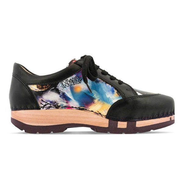 [Sex & Rock'n'Roll] Mary Damen Clog Sneaker Schwarz Leopard Damenclogs Sneaker woody Schuhe. mary-farbe: sex and rock'n'roll (multicolor)-schwarz_sneaker-damen-woody-holzschuhe