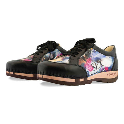 [Sex & Rock'n'Roll] Mary Damen Clog Sneaker Schwarz Leopard Damenclogs Sneaker woody Schuhe. mary-farbe: sex and rock'n'roll (multicolor)-schwarz_sneaker-damen-woody-holzschuhe