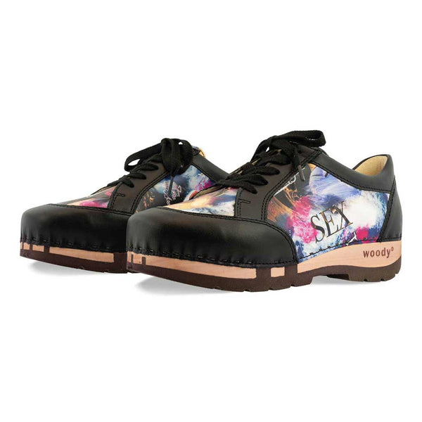 [Sex & Rock'n'Roll] Mary Damen Clog Sneaker Schwarz Leopard Damenclogs Sneaker woody Schuhe. mary-farbe: sex and rock'n'roll (multicolor)-schwarz_sneaker-damen-woody-holzschuhe