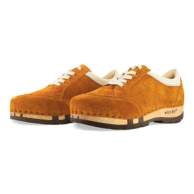[Papaya-Creme] Mary Damen Clog Sneaker Papaya Damenclogs Sneakers - mary-farbe: papaya (orange)-schwarz_sneaker-damen-woody leder clogs damen. holzclogs, holzschuhe bestellen.